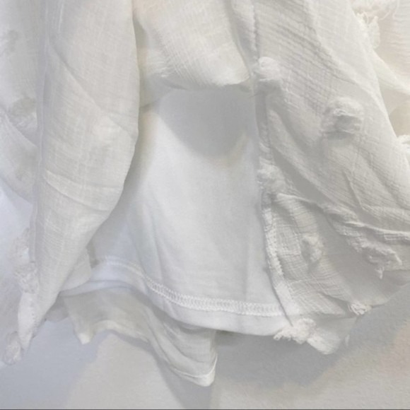 ROOLEE NWT White Ruffle Polka Dot Cap Sleeve Blouse Shirt M - Picture 8 of 11